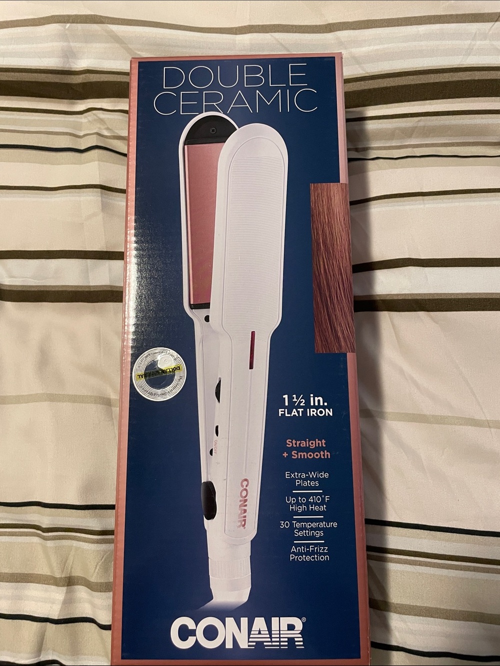 Conair 1 1/2” double Ceramic Flat Iron 30 temp settings anti-frizz protection